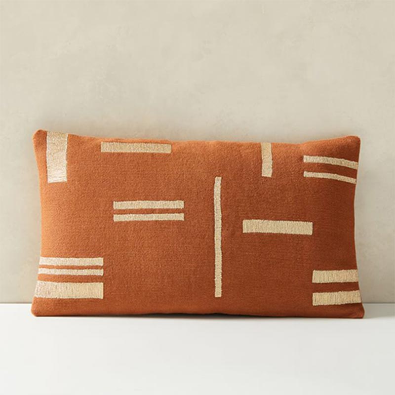 Embroidered Metallic Blocks Pillow Cover