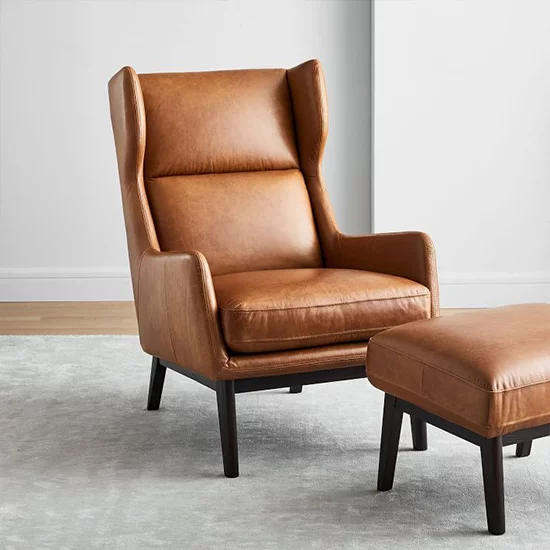 Ryder Leather Chair & Ottoman Set