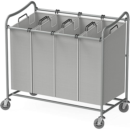 Simple Houseware Heavy-Duty Laundry Sorter Rolling Cart