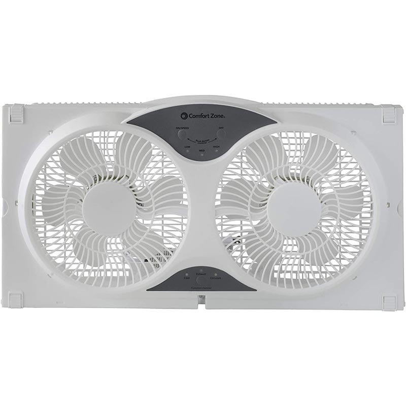 Comfort Zone Reversible Twin Window Fan with Remote Control