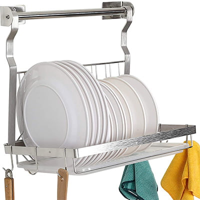 TQVAI Stainless Steel Folding Dish Drying Rack with Rod