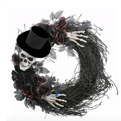National Tree Company Top Hat Skeleton Halloween Wreath National Tree Company Top Hat Skeleton Halloween Wreath
