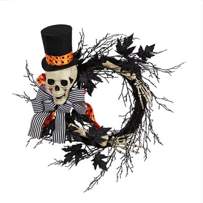 Nearly Natural Black Dapper Skeleton Halloween Wreath Nearly Natural Black Dapper Skeleton Halloween Wreath