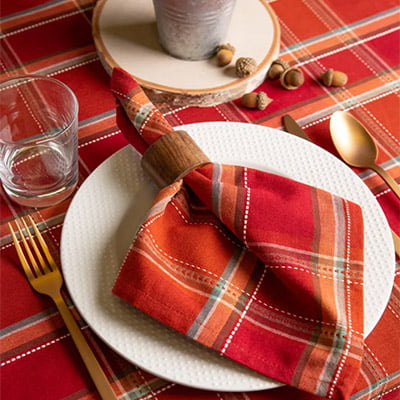 DII Autumn Spice Plaid Tablecloth