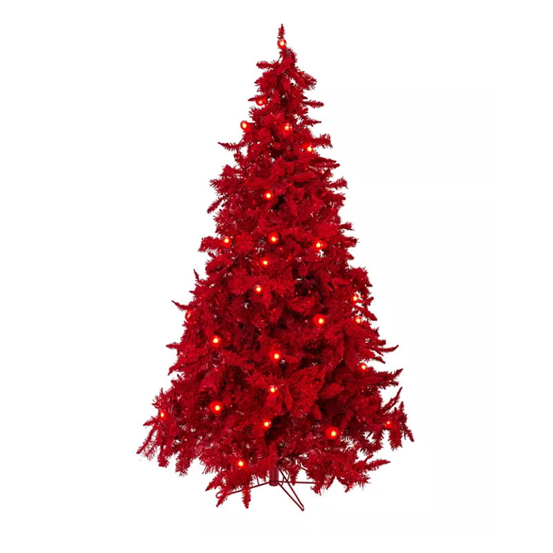 6.5' Pre-lit Red Christmas Tree with LED Lights_ 6.5' Pre-lit Red Christmas Tree with LED Lights_