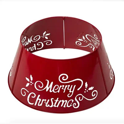 Glitzhome Merry Christmans Die-Cut Metal Tree Collar Glitzhome Merry Christmans Die-Cut Metal Tree Collar