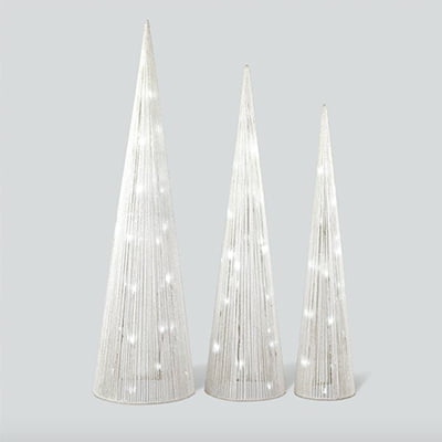 Philip Glitter String Cone Novelty Outdoor Christmas Tree 3-Pack