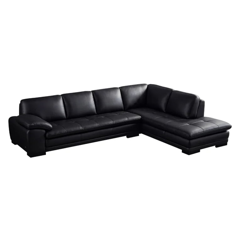 Wade Logan Black Leather Match Sofa & Chaise
