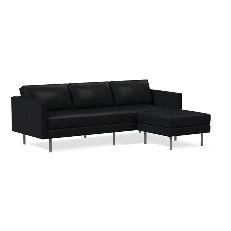 West Elm Axel Reversible Black Leather Sectional