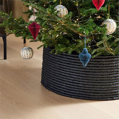 West Elm Black Woven Seagrass Christmas Tree Collar