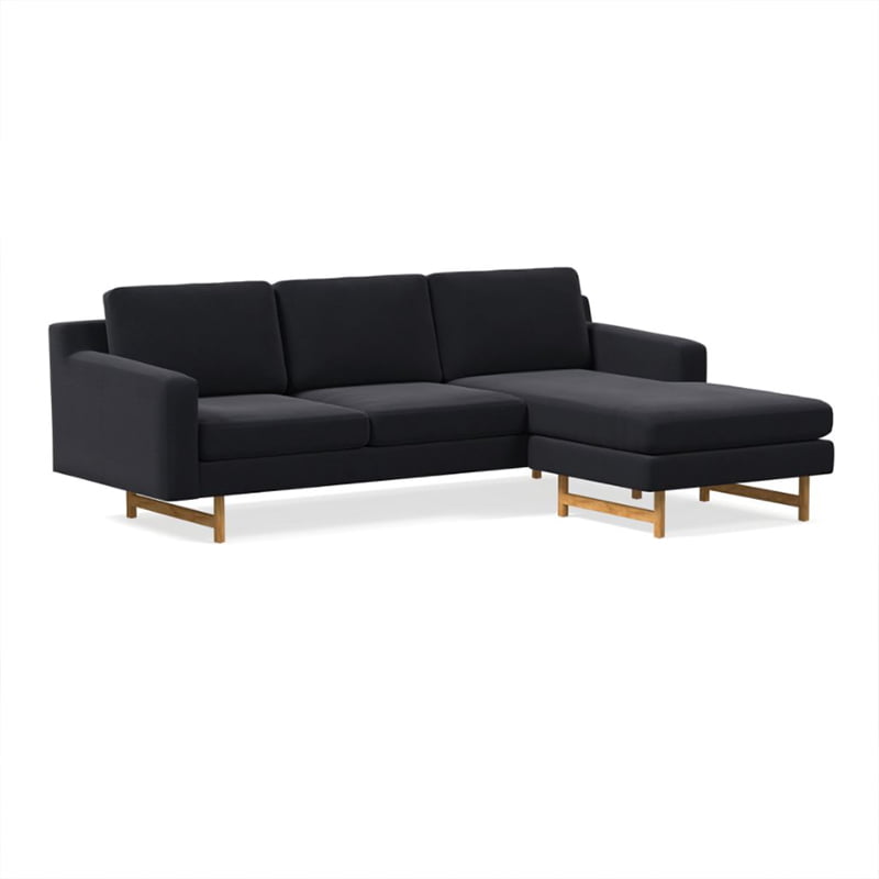 West Elm Eddy Reversible Black Sectional Couch