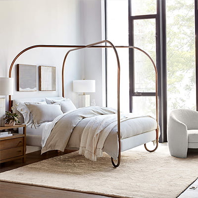 Crate & Barrel Gracia Upholstered Canopy Bed