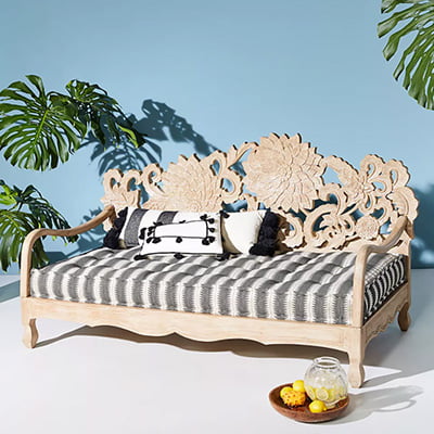 Anthropologie Handcarved Lotus Daybed