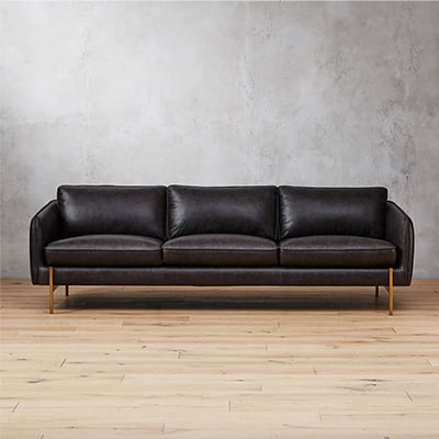 CB2 Hoxton Black Leather Sofa