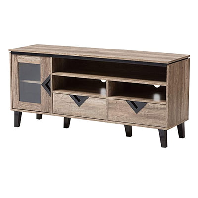 Cardiff Wide Light Brown Wood 2-Drawer TV Stand