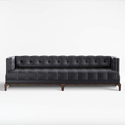 Crate & Barrel Byrdie Tufted Black Leather Sofa