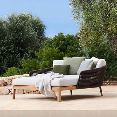 Homary Modern Rattan Outdoor Daybed