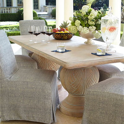 Horchow Double Pedestal Indoor/ Outdoor Dining Table 
