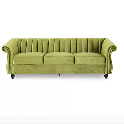 House of Hampton Fleury Velvet Rolled Arm Sofa