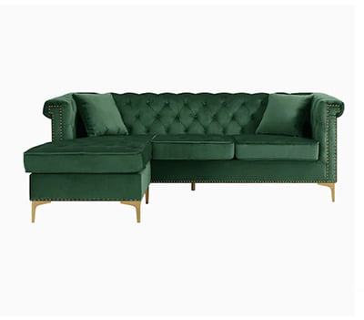 Levin Green Velvet Left Sectional