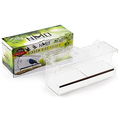 Nature's Hangout Clear Window Bird Feeder_ Nature's Hangout Clear Window Bird Feeder
