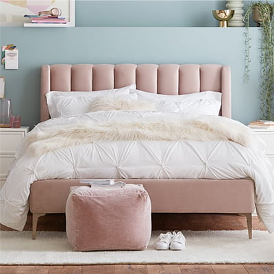 PB Teen Avalon Channel Stitch Upholstered Bed 