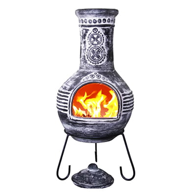 Bungalow Rose Jolena Wood-Burning Clay Chiminea Fire Pit