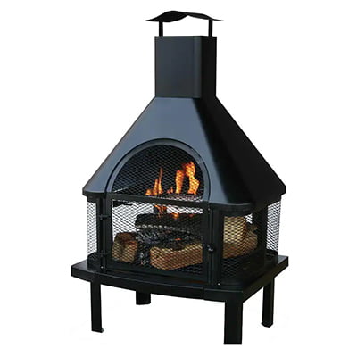 Endless Summer Steel Outdoor Fireplace with Chimney