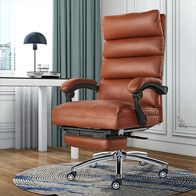 Ergonomic Executive Office Chair With Footstool And High Backrest