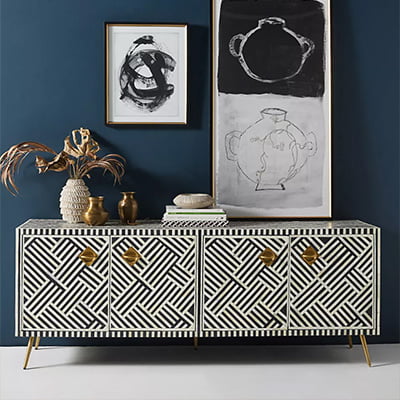 Anthropologie Optical Inlay Media Console