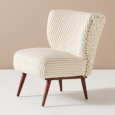 Anthropologie Chunky Woven Petite Accent Chair