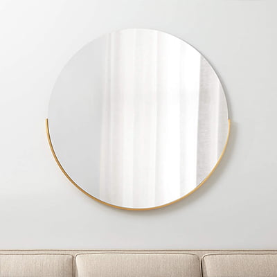 Crate & Barrel Gerald Large Round Gold Wall Mirror