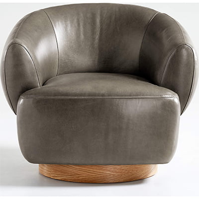 Crate & Barrel Merrick Leather Swivel Chair