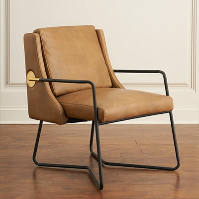Four Hands Arthur Leather Chair with Metal Frame