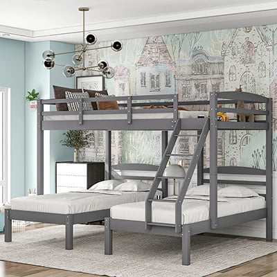 Harper & Bright Designs Full-Over-Twin Triple Bunk Beds