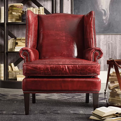 Hooker Furniture CC Genuine Leather Wingback Chair