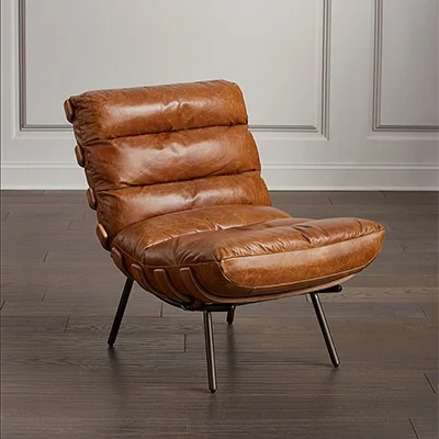 Interlude Home Lennox Leather Chair and Ottoman
