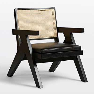 Rejuvenation Tuttle Leather & Caned Lounge Chair