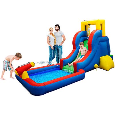 PicassoTiles KC108 Water Slide Park Inflatable Bouncing House w/ Pool Area