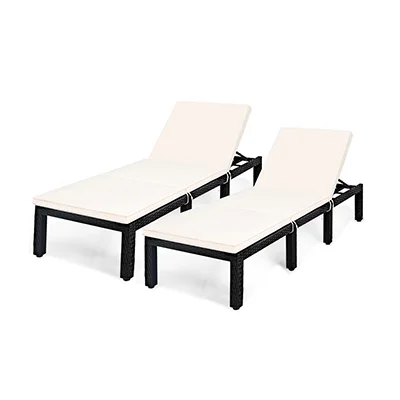 Costway Set of 2 Cushioned Lounge Chairs Costway Set of 2 Cushioned Lounge Chairs