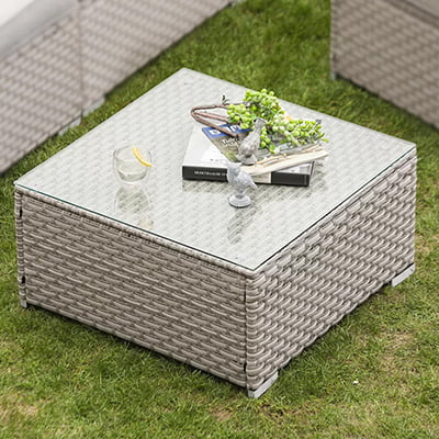 Wrought Studio Bouscat Glass Outdoor Coffee Table