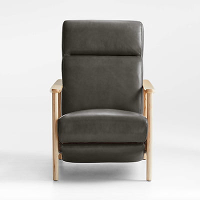 Domingo Leather Reclining Chair with Wood Frame