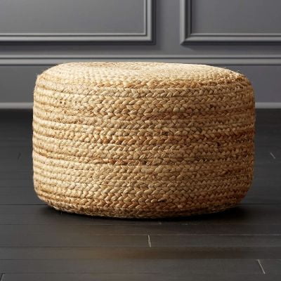 CB2 Braided Jute Outdoor Pouf