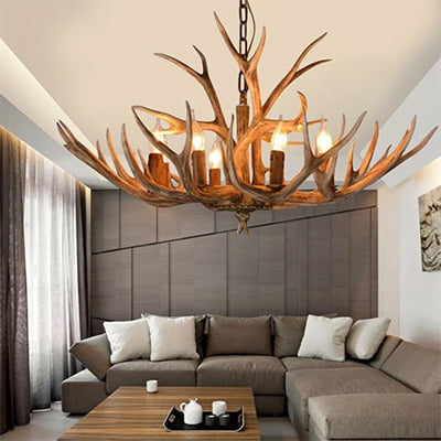 Milwood Pines Kandi 6-Light Chandelier with Antler Accents1