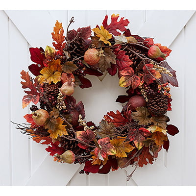 Pottery Barn Faux Pomegranate and Pinecone Wreath