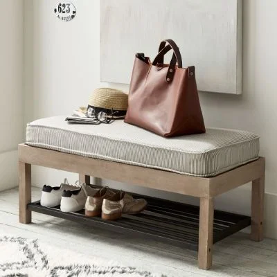 Pottery Barn Lucy Mango Wood & Steel Shoe Storage Bench Pottery Barn Lucy Mango Wood & Steel Shoe Storage Bench