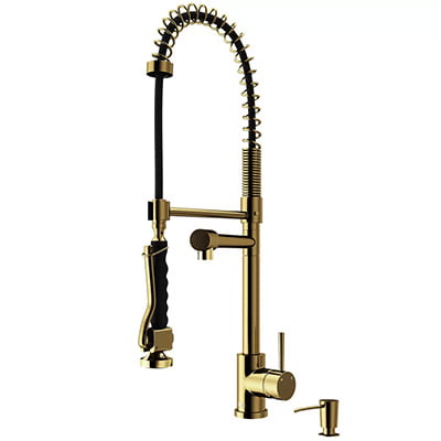 VIGO Zurich Pull-Down Single-Handle Brushed Gold Kitchen Faucet1