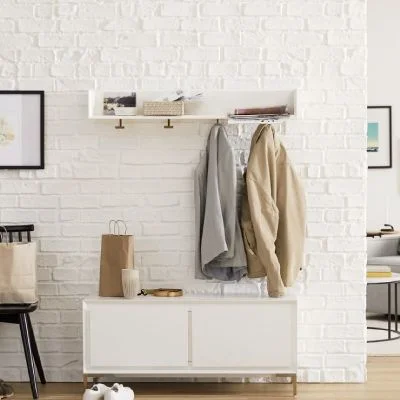 West Elm Nolan Entryway Bench & Wall Shelf Set West Elm Nolan Entryway Bench & Wall Shelf Set
