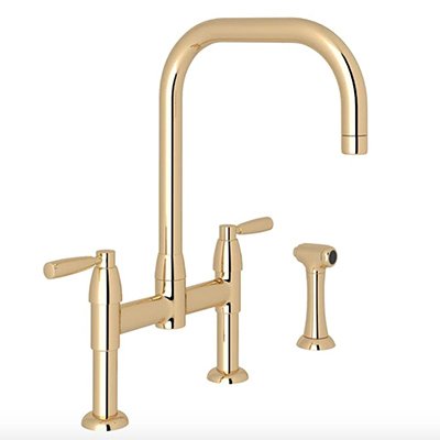 Rohl Perrin & Row English 2-Handle Bridge Gold Kitchen Faucet