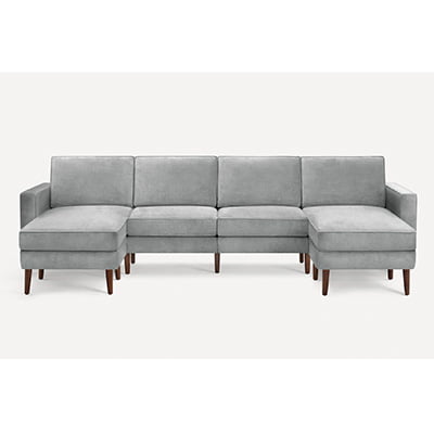 Burrow Nomad Velvet King Sofa with Double Chaise1